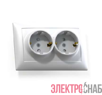 Розетка 2-м СП Селена РС16-401 16А IP20 с заземл. защ. шторки бел. Кунцево 8122