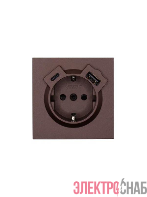 Розетка 1-мест. с/з Type-C+USB разъем СП ZIMA IP20 шоколад LEZARD 704-7388-181TC