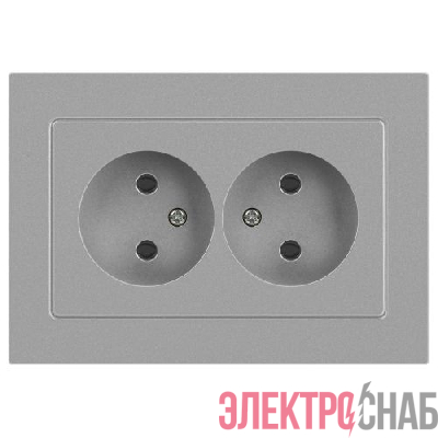 Розетка 2-м СП Accent 6-204-03 16А IP20 250В 2P AL/CU алюм. Intro Б0063453
