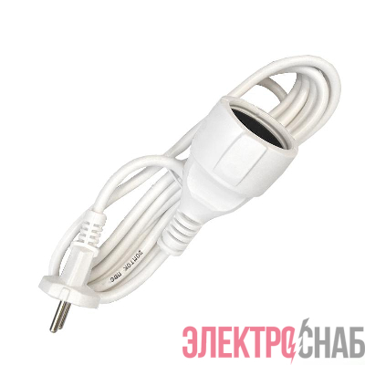 Удлинитель-шнур 1х3м без заземл. 10А IP20 ПВС 2х1 бел. DOMTOK 2336