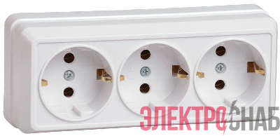 Розетка 3-м ОП Октава РС23-3-ОБ 16А IP20 с заземл. бел. GENERICA ERO31-K01-16-DC