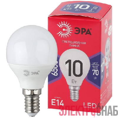 Лампа светодиодная RED LINE LED P45-10W-865-E14 R 10Вт P45 шар 6500К холод. бел. E14 Эра Б0045354