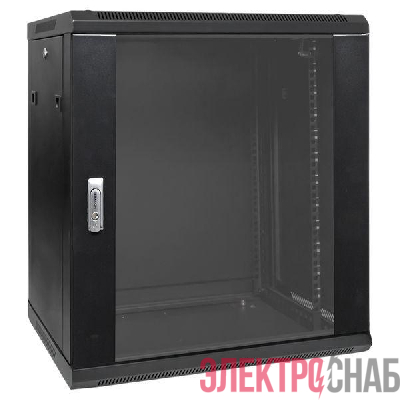 Шкаф настенный 19дюйм TERACOM PRO 12U 600х450мм дверь стеклянная с замком-ручкой черн. EKF TRP-WLL-1264-40B
