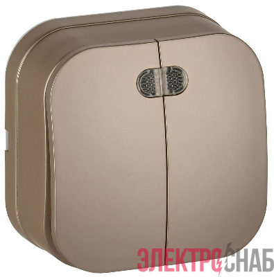 Выключатель 2-кл. ОП GLORY ВС20-2-1-ХШм 10А с индикацией шампань матов. IEK EVH21-K37M-10