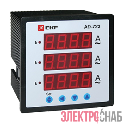 Амперметр цифровой AD-723 на панель 72х72 трехфазный EKF ad-723