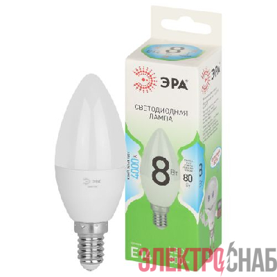 Лампа светодиодная GREEN LINE B35-8W-840-E14 GL 8Вт свеча 4000К яркий свет бел. E14 Эра Б0067100