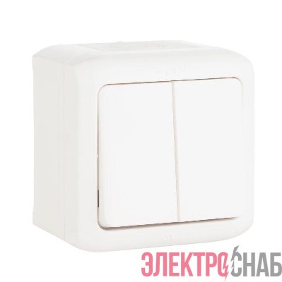 Выключатель 2-кл. ОП Quteo 10А IP44 250В 10AX бел. Leg 782302