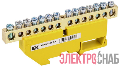 Шина PE "земля" на DIN-изол. ШНИ-8х12-14-Д-Ж IEK YNN10-812-14D-K05