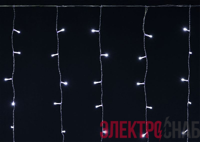 Гирлянда "Бахрома" 4.5х0.7м 200LED бел. IP44 провод прозр. 230В мерцание транзит IEK LGDU321-2-200-L3-T-S-44