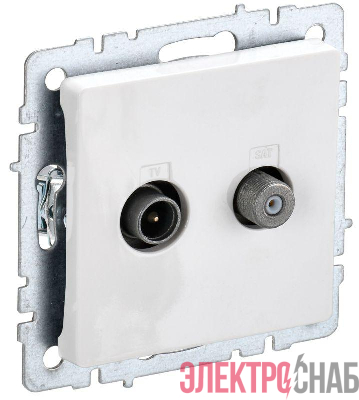 Розетка телевизионная TV/SAT 2-м Brite РТВ/РСп12-БрБ механизм бел. IEK BR-AF20-O-K01
