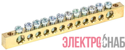 Шина PEN "земля-ноль" 6х9мм 12/2 (12групп/крепеж по краям) IEK YNN11-12-100