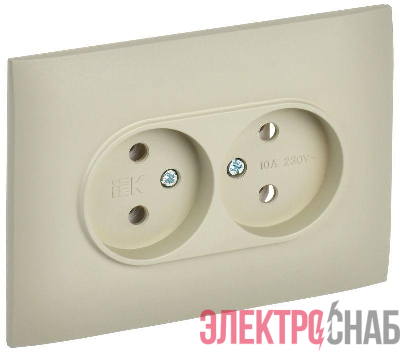 Розетка 2-м SKANDY 10А без заземл. без защ. шторок в сборе SK-R10B беж. IEK SK-R20-10-K10-F