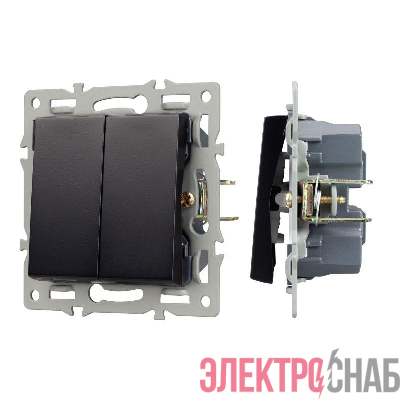 Механизм выключателя двухклавишный проходной SWT-MKP2-PL-BK (250В 16А) Arlight 043728