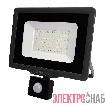 Прожектор светодиодный PFL-C3 SENSOR 50Вт 6500К IP65 ДО закален. прозр. стекло датчик движения инфракрасный Pro JazzWay 5026940A