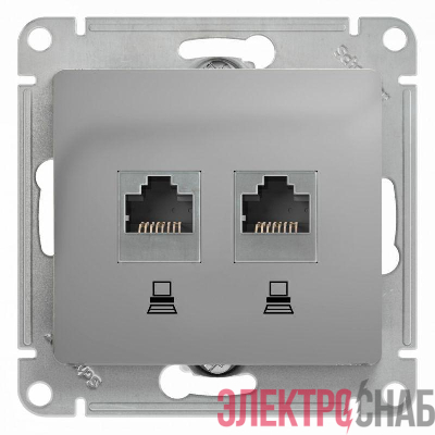 Розетка компьютерная 2-м Glossa RJ45 кат.5E механизм алюм. SE GSL000385KK