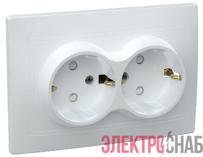 Розетка 2-м СП Кварта РСш12-3-КБ 16А IP20 с заземл. защ. шторки бел. GENERICA ERK21-K01-16-DM