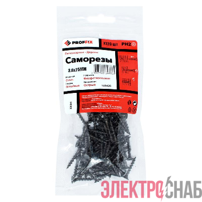 Саморез усиленный гипсокартон-дерево 3.8х25 (TWN) (пакет) (уп.120шт) Tech-Krep PRO/Zitar 146420