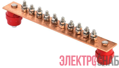 Шина заземляющая главная 285х40х4мм на 10 подкл. медь IEK ZGB10-50-010-285