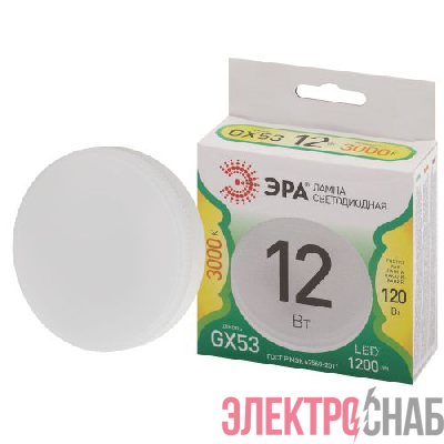 Лампа светодиодная GREEN LINE GX-12W-830-GX53 GL 12Вт таблетка 3000К свет тепл. GX53 Эра Б0067041