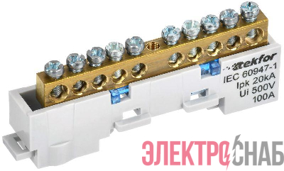 Шина нулевая N неизол. на универс. держ. 6х9-10-С TEKFOR IEK TF-NN10-10-DL-K07