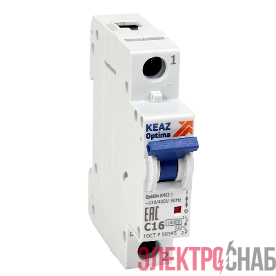 Выключатель автоматический модульный 1п C 20А 10кА OptiDin BM63-1C20-10-УХЛ3 КЭАЗ 262521