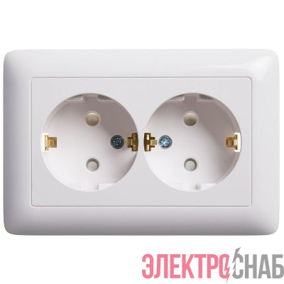Розетка 2-м СП Хит 16А IP20 с заземл. защ. шторки бел. SE RS16-231-B