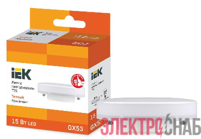 Лампа светодиодная ECO T75 таблетка 15Вт 230В 3000К GX53 IEK LLE-T80-15-230-30-GX53