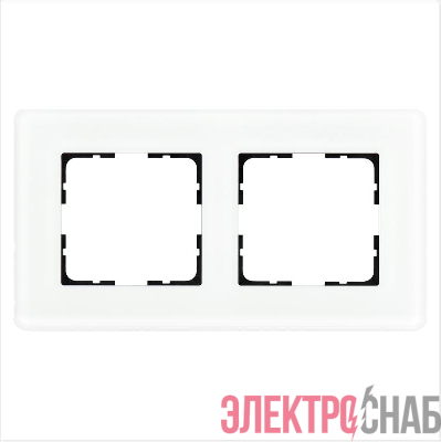 Рамка 2-м G-Glass закругленная стекло матов. бел. Jasmart G1002GW-RM
