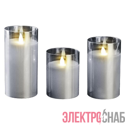 Свеча декоративная CL7-SET3-sr с пультом 3хAAA для каждой свечи (не в компл.) серебр. (уп.3шт) ФАZА 5018792