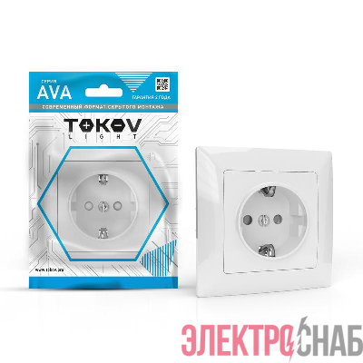 Розетка 1-м СП AVA 16А IP20 с заземл. защ. шторки в сборе бел. TOKOV ELECTRIC TKL-AV-R1FZSF-C01