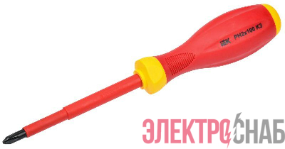 Отвертка диэлектрическая крестовая PH2х100 K3 1000В ARMA2L 3 IEK A2L3-SC30-K3-PH-20-100