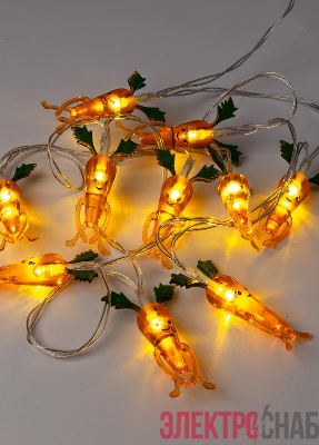 Гирлянда светодиодная "Морковки" акрил 1.35м +0.3м тепл. бел. КОСМОС KOC_GIR-B102