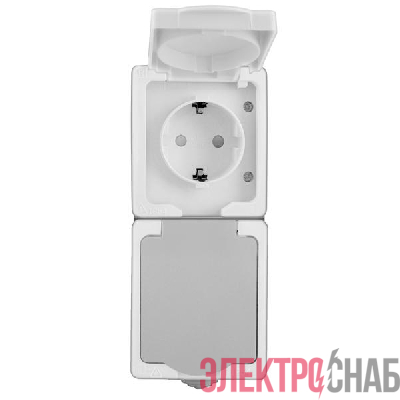 Розетка 2-м Аллегро верт. с заземл. защ. шторки с крышкой IP54 сер. UNIVersal 1275