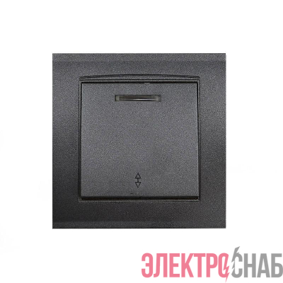 Переключатель проходной 1-кл. СП Бриллиант 10А IP20 с подсветкой в сборе графит Universal 7947380