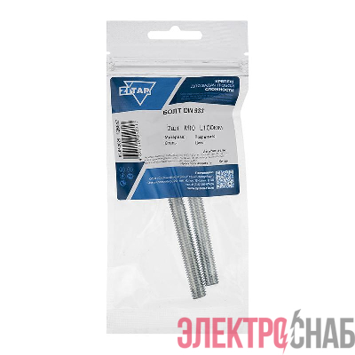 Болт с шестигранной головкой М10х100 DIN 933 оцинк. (уп.2шт) Tech-Krep/Zitar 126517