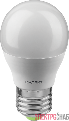 Лампа светодиодная 90 065 OLL-G45-12-230-6.5K-E27-FR 12Вт шар 6500К холод. бел. E27 1200лм 176-264В ОНЛАЙТ 90065