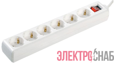 Удлинитель 6х3м с заземл. 16А IP20 У06К 2P+PE 250В 3х1 с выкл. IEK WYP10-16-06-03-ZK-N