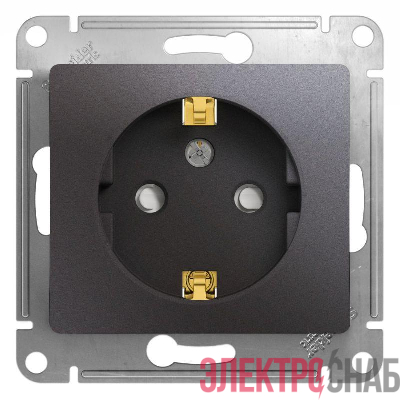 Розетка 1-м СП Glossa 16А IP20 250В с заземл. защ. шторки механизм графит SE GSL001345
