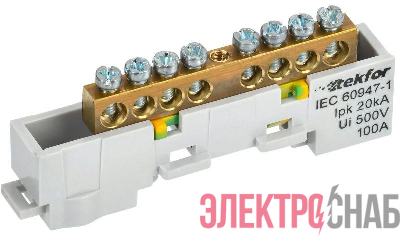 Шина PE &quot;земля&quot; неизол. на универс. держ. 6х9-8-Ж TEKFOR IEK TF-NN10-08-DL-K05