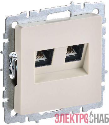 Розетка компьютерная двойн. СП RJ45 кат.6 BRITE РК11-2-БрКр механизм беж. IEK BR-K20-2-K10