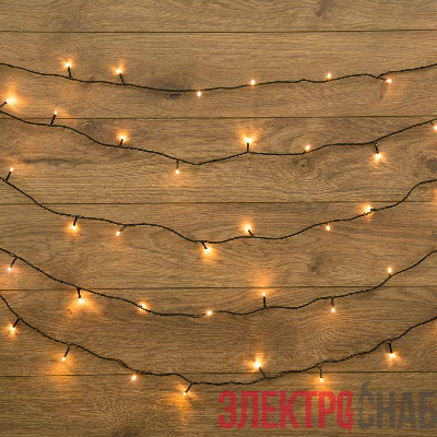 Гирлянда светодиодная "Твинкл Лайт" 6м 40LED тепл. бел. 5.1Вт 220-240В IP20 с контроллером 8 режимов провод ПВХ темн. зел. Neon-Night 303-026