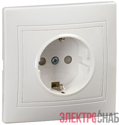 Розетка 1-м СП Кварта РСш10-3-КРБ 16А с заземл. защ. шторки PC бел. GENERICA KV-R14-16-PC-K01