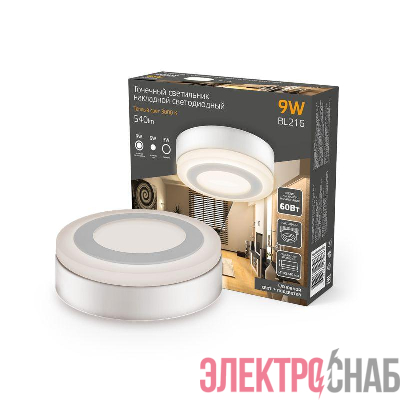 Светильник светодиодный Backlight 6+3Вт 3000К d145 накладной BL216 круг акрил GAUSS BL216