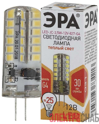 Лампа светодиодная LED-JC-3.5W-12V-827-G4 280лм ЭРА Б0033195