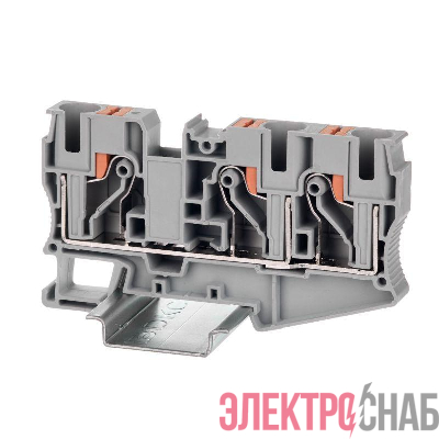 Клемма проходная зажим push-in 3 точки подключ. 10кв.мм сер. DKC VPR-10-TWIN-GY