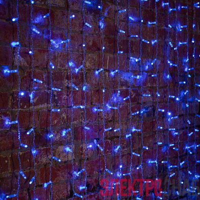 Гирлянда светодиодная "Светодиодный Дождь" 2х1.5м 192LED син. 14Вт 230В IP65 постоян. свечение провод прозр. Neon-Night 235-303-6