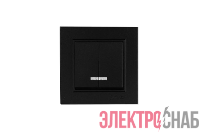 Выключатель двухклавишный с подстветкой Karea черн. Makel 56054023