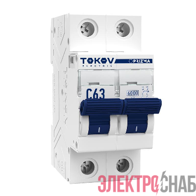Выключатель автоматический модульный 2п C 63А 6кА PRIZMA TOKOV ELECTRIC TKE-PZ60-MCBI-2-63-C