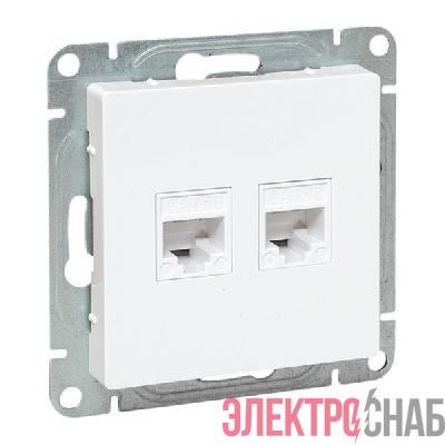 Розетка компьютерная 2-м СП Эпика RJ45 кат.5 механизм бел. EKF UP1-SOW-2RJ45-5