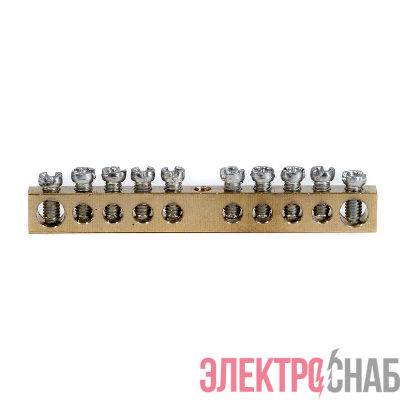 Шина на 10 отверст. 2х6мм 8х4мм латунная DKC F10AB011